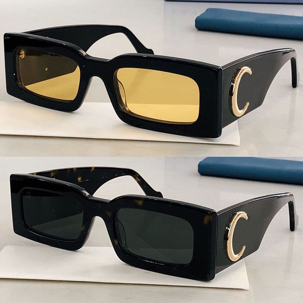 Nuevas mujeres Rectángulo Gafas de sol Diseñador de la marca Retro súper logotipo grande Gafas de sol 1425 Mujer Dama Oro metal carta lujo Gafas Vintage Driver Gafas