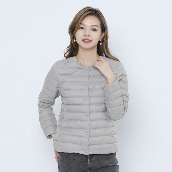 Nueva chaqueta de terciopelo 90 de color sólido para mujer con cuello redondo y cuello en V minimalista de manga larga chaqueta de gran tamaño