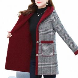 Nouveau manteau à carreaux Veet pour femmes, veste rembourrée chaude, veste d'hiver à capuche résistante au froid, pardessus Parker femme Lg Cott vêtements 6XL t8RJ #