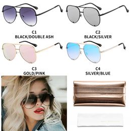 Nuevas gafas de sol de la marca Quay para desfile de moda para mujeres y hombres, especialmente diseñadas con tapa de cristal de estrella, caja protectora para cinturón UV400