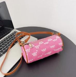 Nieuwe dameszak cilindrische dames handtas afdrukken contrast kleur all-match schouder crossbody kleine vierkante zakken