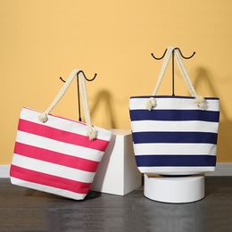 Nieuwe dames tas Stripe Beach Bag Women's The Single Shoulder Bag Leisure Canvas Studenten