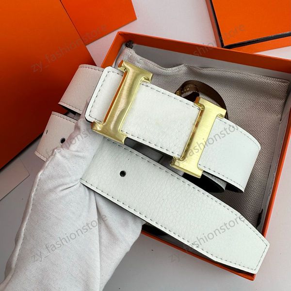 Nouveau Femmes Marque Ceinture De Luxe Hommes Ceinture De Mode Hommes En Cuir D'affaires Or Boucle Classique Casual Ceinture Orange Boîte En Gros Prix à Vendre