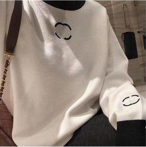 Nieuwe dames designer klassieke mode losse gebreide trui Truien borduren C-Letter vesten vrouwelijke zwart witte truien hemdjes kleding