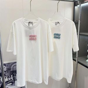 Nieuwe Dames Designer Zware Industrie Nagelkralen Water Diamant T-shirt Geborsteld T Veelzijdig Roze Letter Korte Mouwen Hoge Kwaliteit