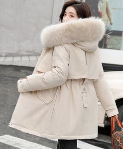 Parka à capuche pour femme, manteau à capuche, veste d'hiver à la mode avec col en fourrure, vêtements de neige chauds rembourrés, nouvelle collection