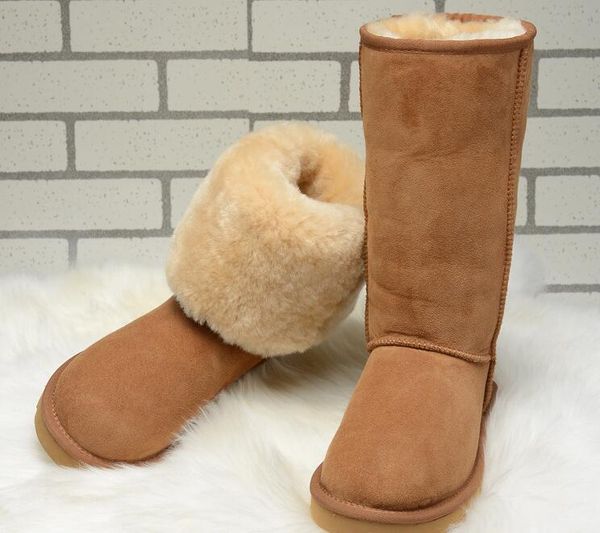 Nuevas botas de nieve a la moda para mujer, botas de invierno de ante de cuero de vaca genuino, botas cálidas de piel para mujer, zapatos US 4-US 14
