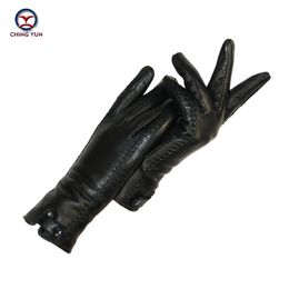 Nouveaux gants pour femmes en cuir véritable hiver chaud peluche femme douce femme doublure en fourrure de lapin fermoir riveté mitaines de haute qualité T200819