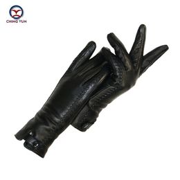 Nouveaux gants pour femmes en cuir véritable hiver chaud peluches femme douce femme doublure en fourrure de lapin fermoir riveté mitaines de haute qualité T210l