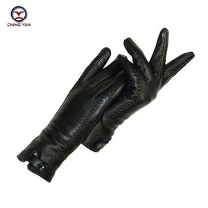 Nouveaux gants en cuir véritable pour femme, peluche chaude d'hiver, doublure en fourrure de lapin douce, fermoir riveté, mitaines de haute qualité T244A