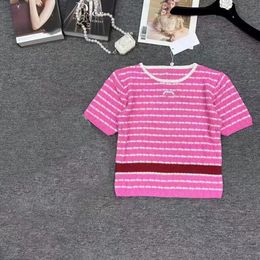 Nuevas camisetas tejidas para mujer, suéteres de marca de lujo, camiseta tejida de diseñador para mujer, suéteres CC que se ajustan a 85-130 lb
