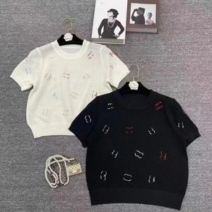 Nouveaux têtes de tricot féminine pulls pulls de luxe marque des femmes t-shirts tricotés pontons brodés Logo CC88