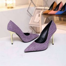 Chaussures bateau en cuir à talons hauts pour femmes, chaussures de luxe de styliste, chaussures de soirée sexy à talons aiguilles, chaussures de travail de haute qualité en cuir suédé