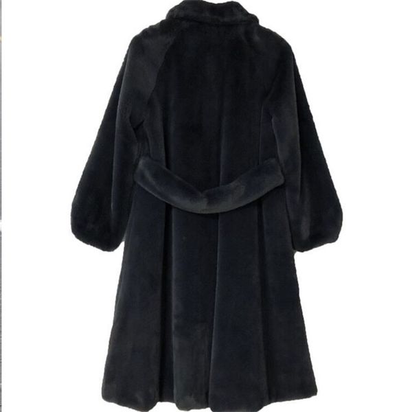 Nuevo abrigo sólido largo de piel artificial para mujer disponible en blanco y negro 211207