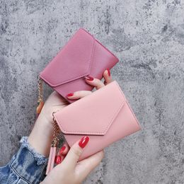 Nouveau sac à main pour femme couleur unie portefeuilles en cuir synthétique polyuréthane pendentif à frange pince à billets sac à cartes porte-monnaie