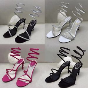 RENE CAOVILLA nouvelles sandales pour femmes cristal noir Bling enchevêtré strass talons hauts chaussures d'été pour les femmes taille Stlettos35-43