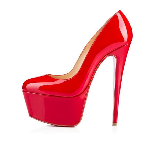 nuevas Sandalias de mujer Tacones altos rojos Zapatos de suela gruesa Reina Alta Negro Suela gruesa de mujer Cuero negro y gamuza Fiesta de bodas Zapatos de vestir nupciales So Spike Movida Jane 35-43