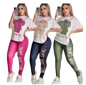 Nouvelle tenue de sport pour femmes T-shirt et pantalon ensemble décontracté de luxe ensemble de sport 2 pièces ensemble de créateur