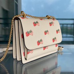 Nieuwe dames aardbeienprint orgelleren ketting schouder messenger mini kleine vierkante zak338k