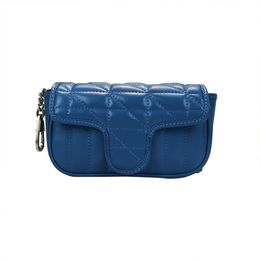 Nouveau sac à bandoulière Super Mini pour femme Le porte-clés en cuir matelassé bleu peut être connecté séparément au sac à main 476433