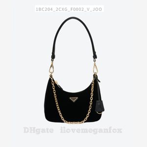 Nouveau Mini sac en velours de soie avec logo triangulaire en métal pour femmes, sacs à la mode, sac à bandoulière noir, numéro d'article: 1BC204_2CXG_F0002_V_JOO