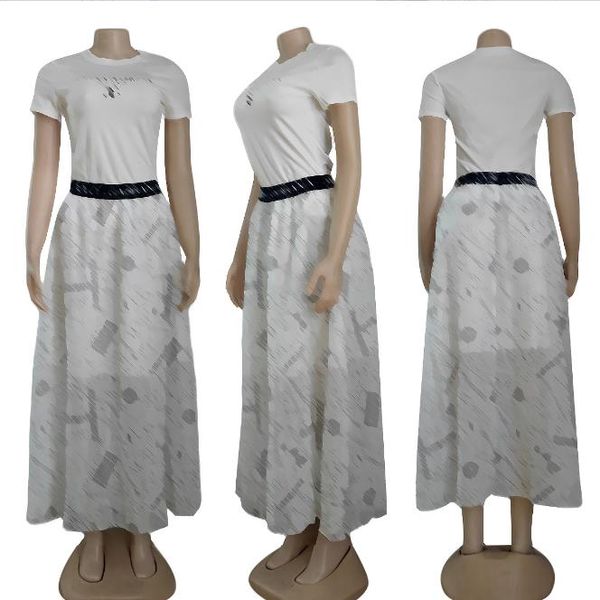 Nuevo vestido de dos piezas para mujer, conjunto de 2 piezas de lujo a la moda informal (top + falda larga), conjunto de vestido superventas de diseñador para mujer J2853