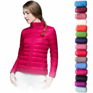 Nouveau manteau d'hiver pour femmes Doudoune légère Doudoune en duvet de canard blanc Lg Manches Manteau chaud Parka Femme Solide Portable Vêtements d'extérieur g0Nm #