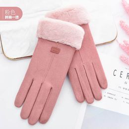 Nouveau Gants chauds pour écran tactile épaissi en velours arctique Composite en daim pour femmes