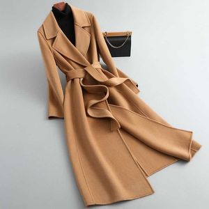 Nieuwe dameswollen jas Max ontwerper Cashmere Coats Long Fashion Warm Cardigan Jacket Solid Color Design Wind Breaker