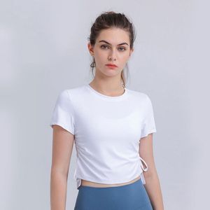 Vêtements de Yoga pour femmes, manches courtes, Fitness, sport, été, respirant, absorbant la sueur, séchage rapide, chemise décontractée, nouvelle collection