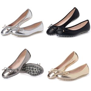 Nouvelles chaussures à talons bas pour femmes, dorées, tête ronde, nœud papillon, fond plat, confortables, maman, noir, gris, grande taille 36-41, tendances GAI