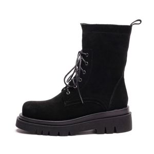 Bottines courtes en cuir véritable à lacets pour femme, chaussures d'hiver à la mode, Cool, quotidiennes, taille 34 à 40, nouvelle collection