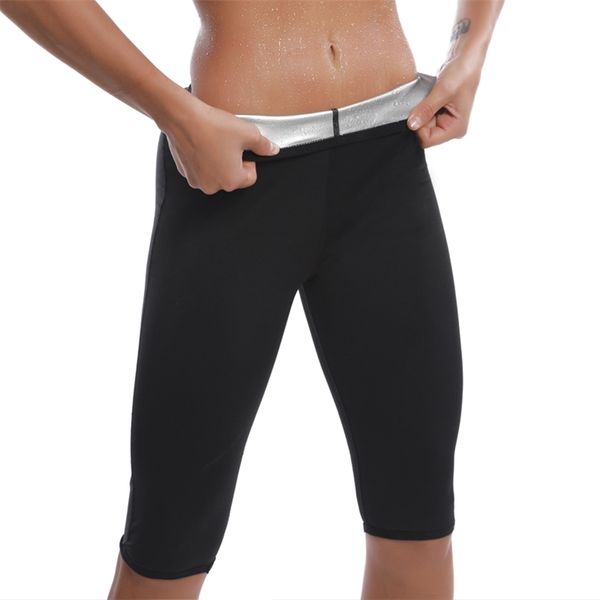 Nouveau Femmes Minceur Pantalon Thermo Argent Revêtement Sueur Sauna Corps Shaper Fitness Stretch Contrôle Culotte Burne Taille Pantalon D'entraînement LJ201210