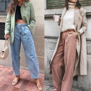 Nieuwe vrouwen streetwear geplooide moeder jeans hoge taille losse slouchy jeans zakken vriendje broek casual dames denim broek