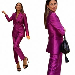 Nuevos trajes de mujer, 2 piezas, solapa con visera, chaqueta cruzada Formal Fi, conjunto con americana de oficina de alta calidad para mujer 9924 #