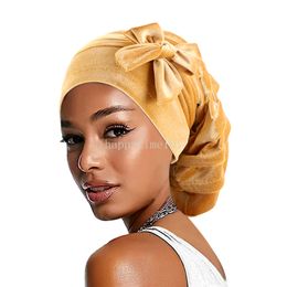 Turban Rasta en velours pour femmes, avec ruban, Bonnet enveloppant, perte de cheveux, chimio, ample, Baggy, Bonnet, couvre-chef africain et nigérian, nouvelle collection