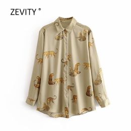 nouvelles femmes vintage imprimé animal blouse blouse décontractée automne dames motif léopard chemises chic femininas kimono blusas hauts LS4397 210410