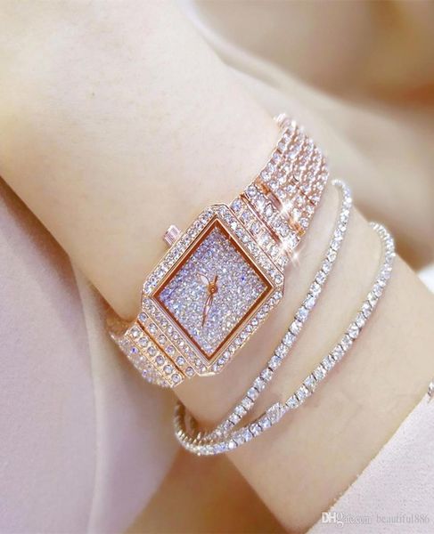 Les nouvelles femmes regardent des strass de ramiage Lady Diamond Stone Robe Watch Bracelet en acier inoxydable Bracelet Wrist Wames Crystal Watch8350767