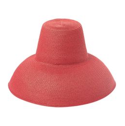 Nuevo sombrero de paja de ala ancha para mujer, sombreros Fedora con forma cóncava de pasarela a la moda, cordón de playa para verano, gorra con protección solar YL53224792