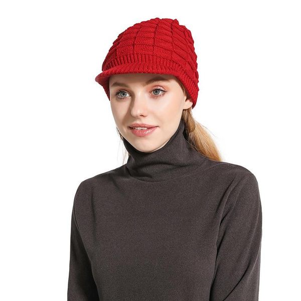 Bonnet chaud en polaire pour femme, bonnet tricoté à l'intérieur, en fourrure, à la mode, automne et hiver, nouvelle collection