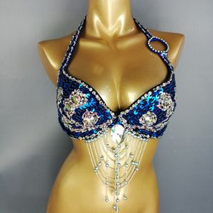 gratis verzending nieuwe vrouwen buikdans kostuum kralen Pailletten beha dame buikdansen kleding sexy night club Bellydance BEHA TOPS 201202