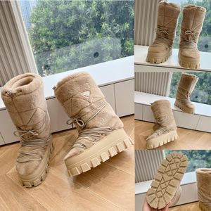 Nuevas botas para mujer Botas de esquí Botas para la nieve Botas de invierno Botas de marca de lujo Botas de moda clásicas Botas hasta la rodilla Botas de lana cálidas Botas con cordones elegantes Talla grande 35 42