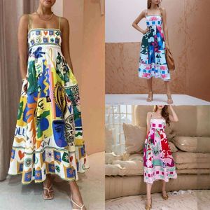 Jurken voor vrouw designer vrouwen casual bloemen feestdress sexy zomer mouwloze hoge taille bedrukte dames dragen grote riem vakantie dames rok plus maat 3xl