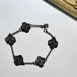Nieuwe damesontwerper Clover Brand Laser Black Gold Women's Hoge kwaliteit Cleefs Chain Bracelet Jewelry Aharmbras Magice Bangle Link