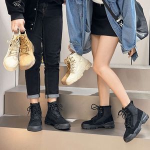Nouvelle Fashion pour femmes 2023 Canvas Hiver High Top Couple court British Style British Casual Martin Boots Chaussures 5