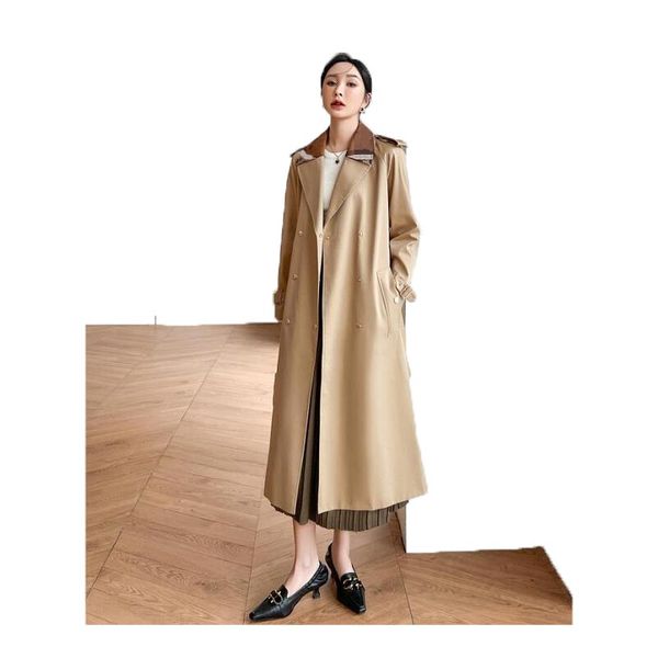 Nouveau Femmes Dames Trench-Coat Printemps Angleterre Style Femmes Coupe-Vent Lâche Moyen et Long Élégant Ceinture Manteau Femme Casual Mode Long Trench-Coats