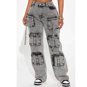 Nouveau Pantalon femme pantalon décontracté Cargo petit ami Denim jambe large jean pour dames