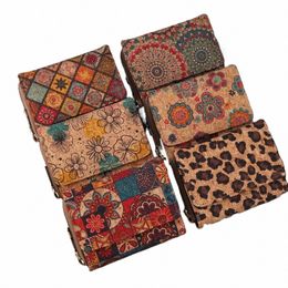 nouveau portefeuille court en grain de bois avec fermeture à glissière multifonctionnelle, boucle à trois volets, sac à cartes portable unisexe pour hommes et femmes A6qc #
