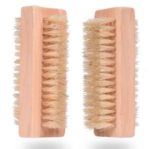 Nieuwe houten nagelborstel Tweezijdige natuurlijke zwijnharen houten manicure nagelborstel spa dubbele oppervlakte borstel hand reiniging borstels 10 cm rra