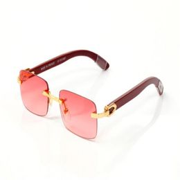 Neue HOLZ Sonnenbrille für Männer Frauen Retro Mode Sport Buffalo Sonnenbrille Randlose Brille Gold Beine Rahmen mit Original Box Lunet273t